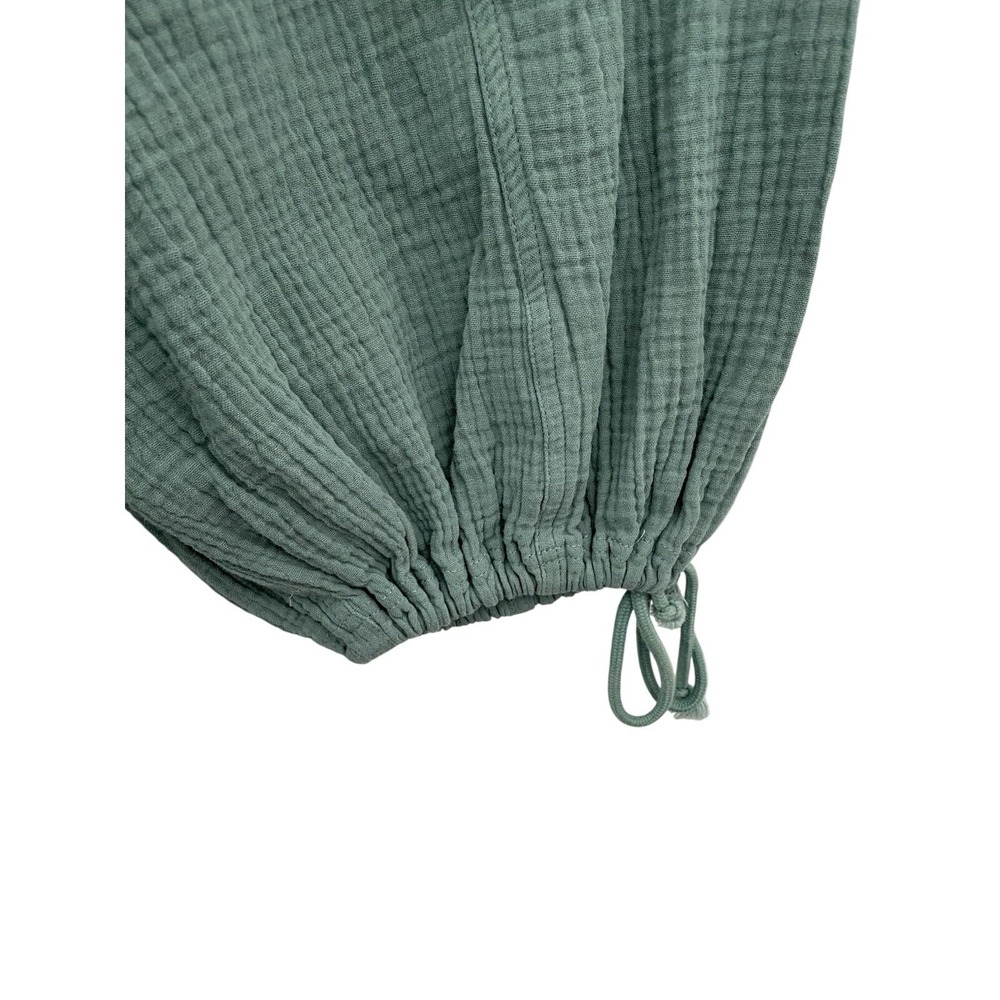 Entro Pants Sage Green L Cotton Gauze Balloon Cargo Boho Lagenlook Elastic Waist - Picture 10 of 11